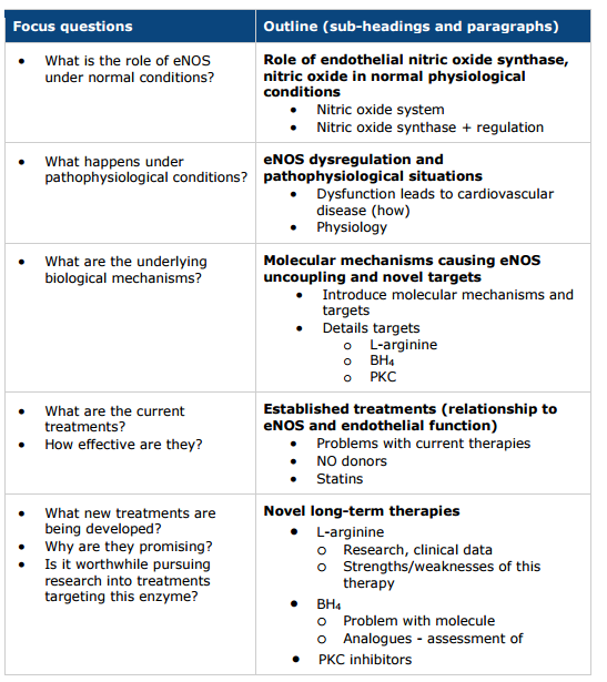 literature review headings example