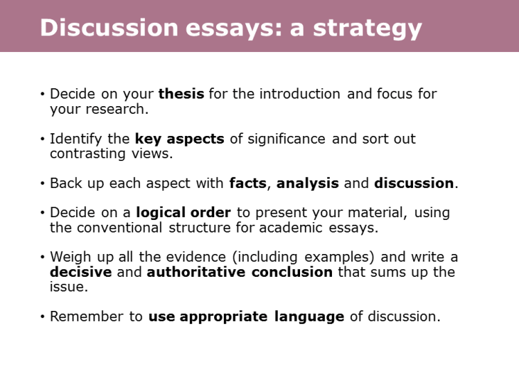 discuss in an essay meaning