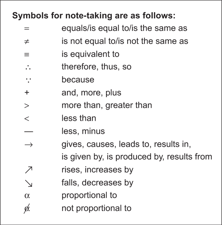 Common Symbols In Note Taking