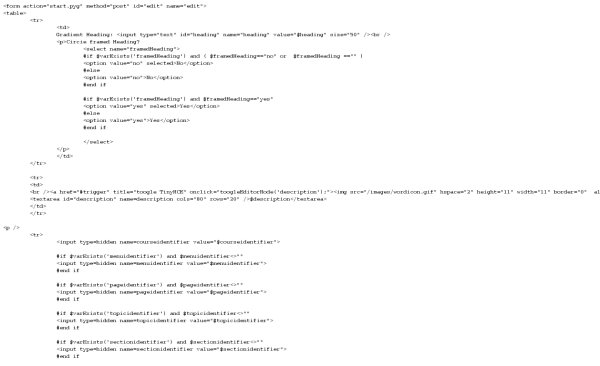 Form template, for user interface input