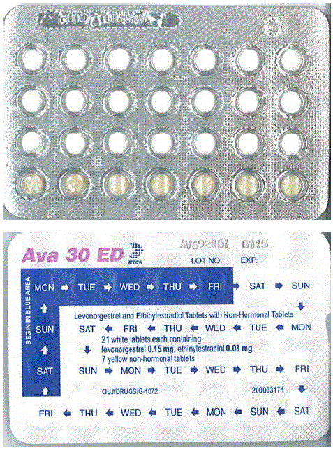 Ava 30<br />   Levonorgestrel 150 μg<br />Ethinylestradiol 30 μg